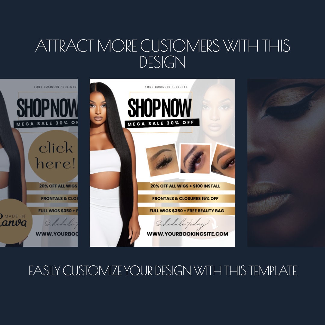 Shop Now Flyer, Digital Template, Business Owners, Beauty, Hair, Nails, Makeup, Lashbar Edit 4 Styles to choose from, Template Special