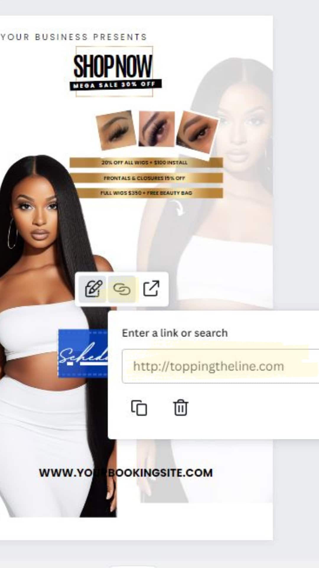 Shop Now Flyers, Digital TikTok Video Template, Business Owners, Beauty, Hair, Nails, Makeup, Lashbar Edit in Canva  4 BONUS FLYERS INCLUDED