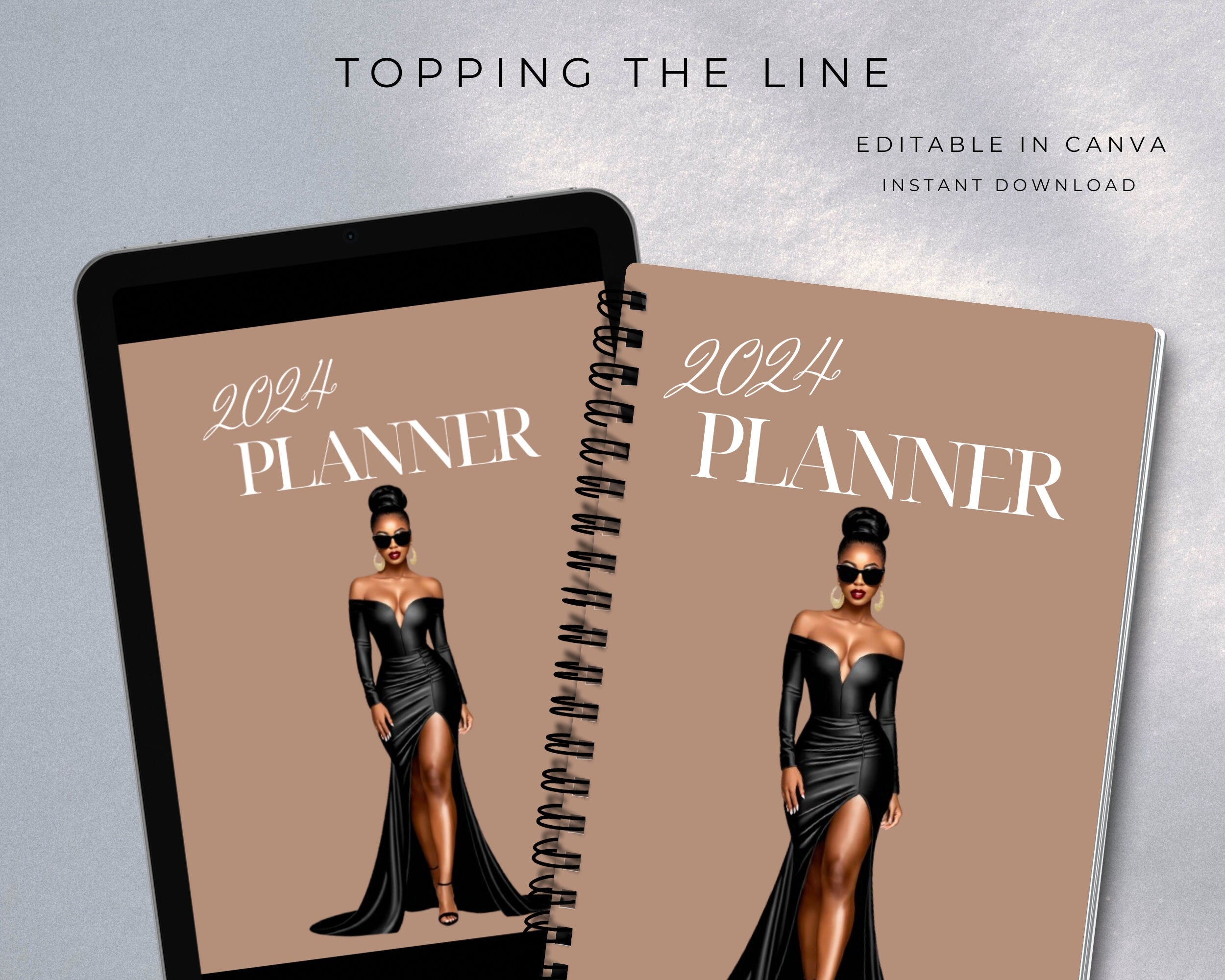 PLR Digital Planner for Resell, PLR 2024 Planner, PLR, Commercial Use, 2024 planner template, black girl planner