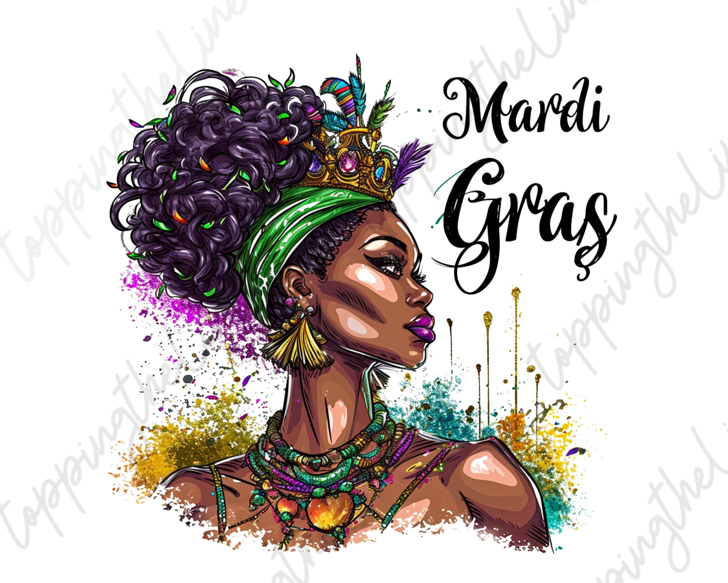 Mardi Gras, Png Sublimation Design, Happy Mardi Gras Png, Black Girl Art, Mardi Gras Carnival Png, Digital Download