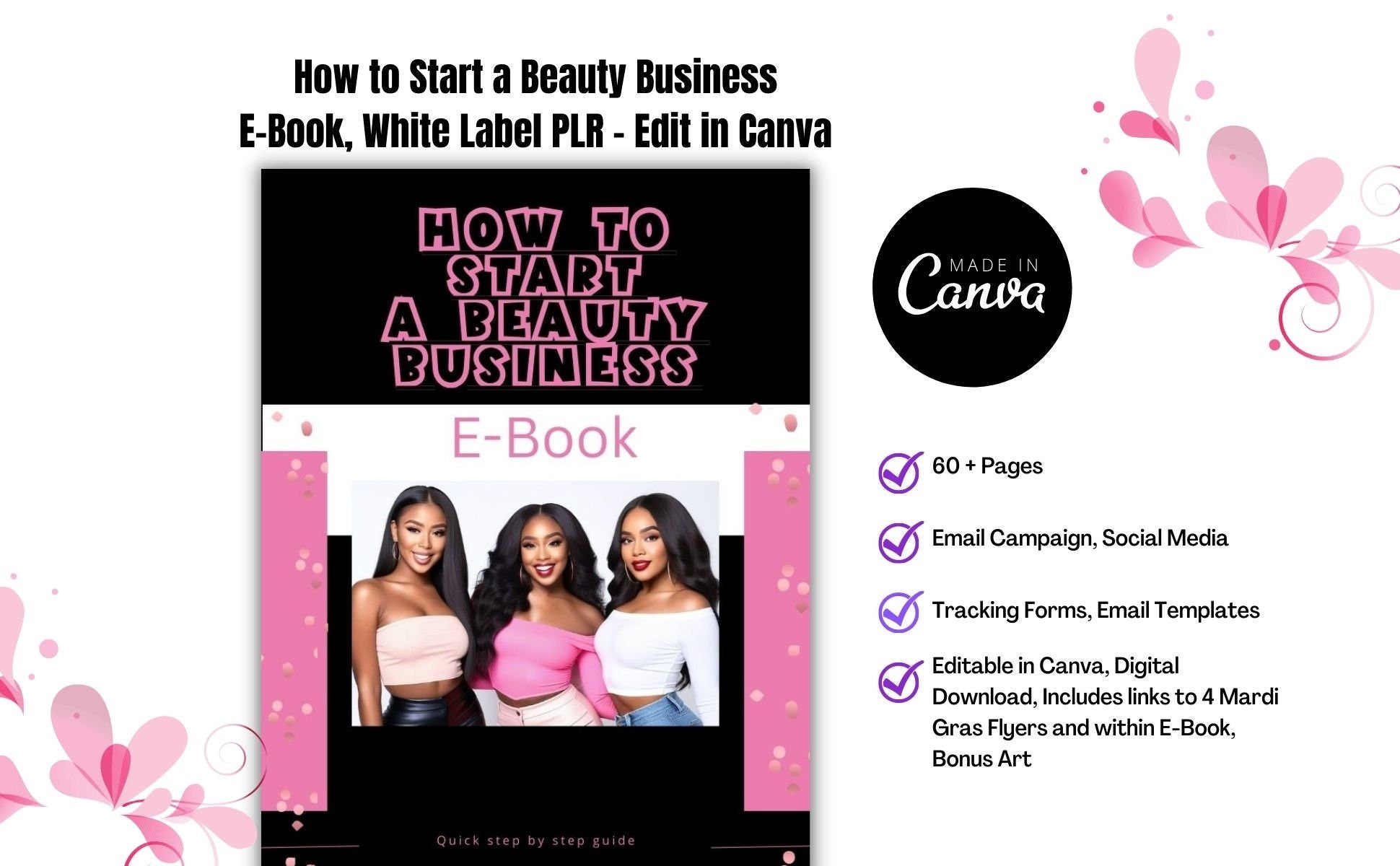PLR E-Book, How to Start a Beauty Business Achieve Beauty Business Success with Easy-to-Follow 7 Steps - Vol3 Includes Worksheets, AI Models