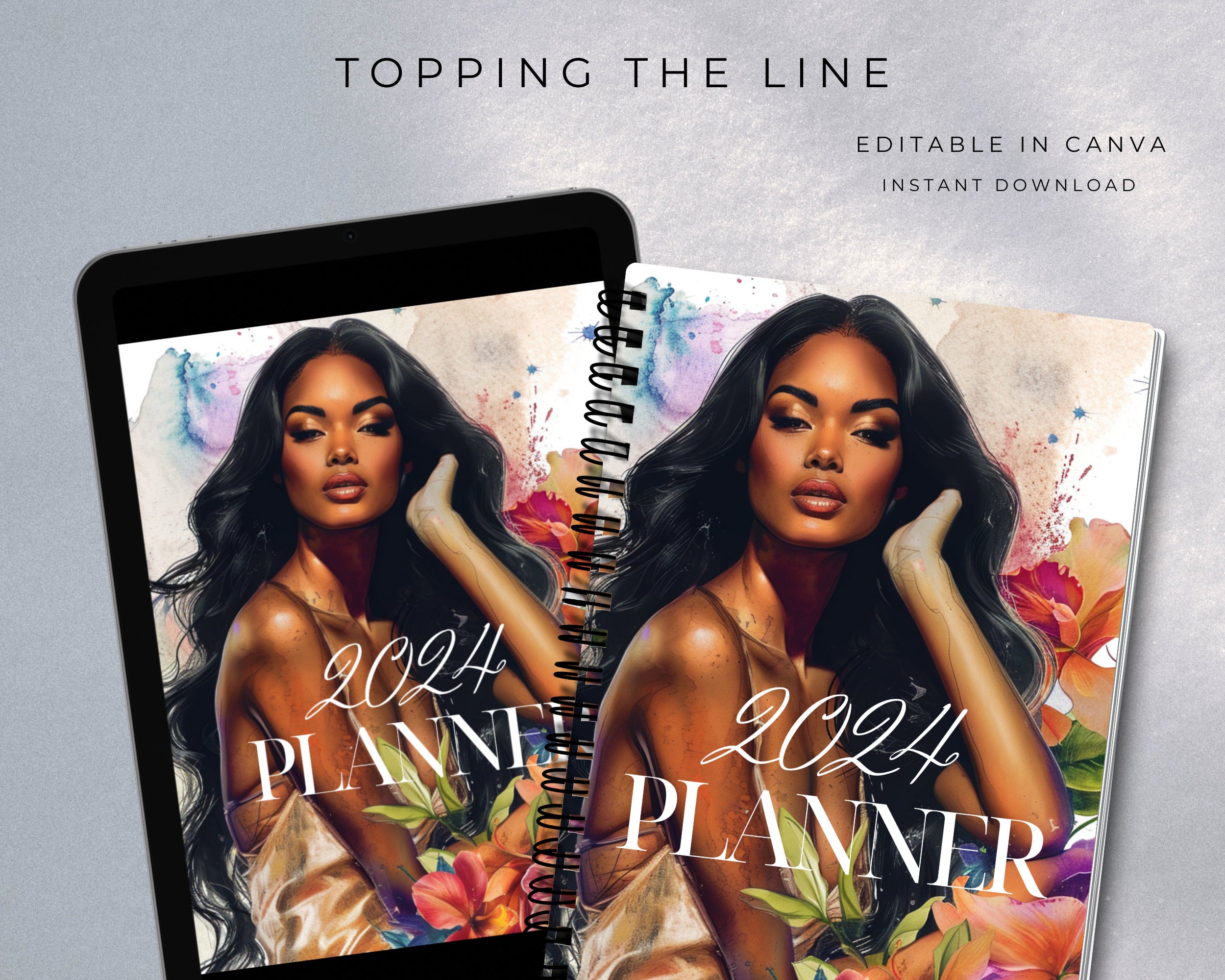 PLR Digital Planner for Resell, PLR 2024 Planner, PLR, Commercial Use, 2024 planner template, black girl planner