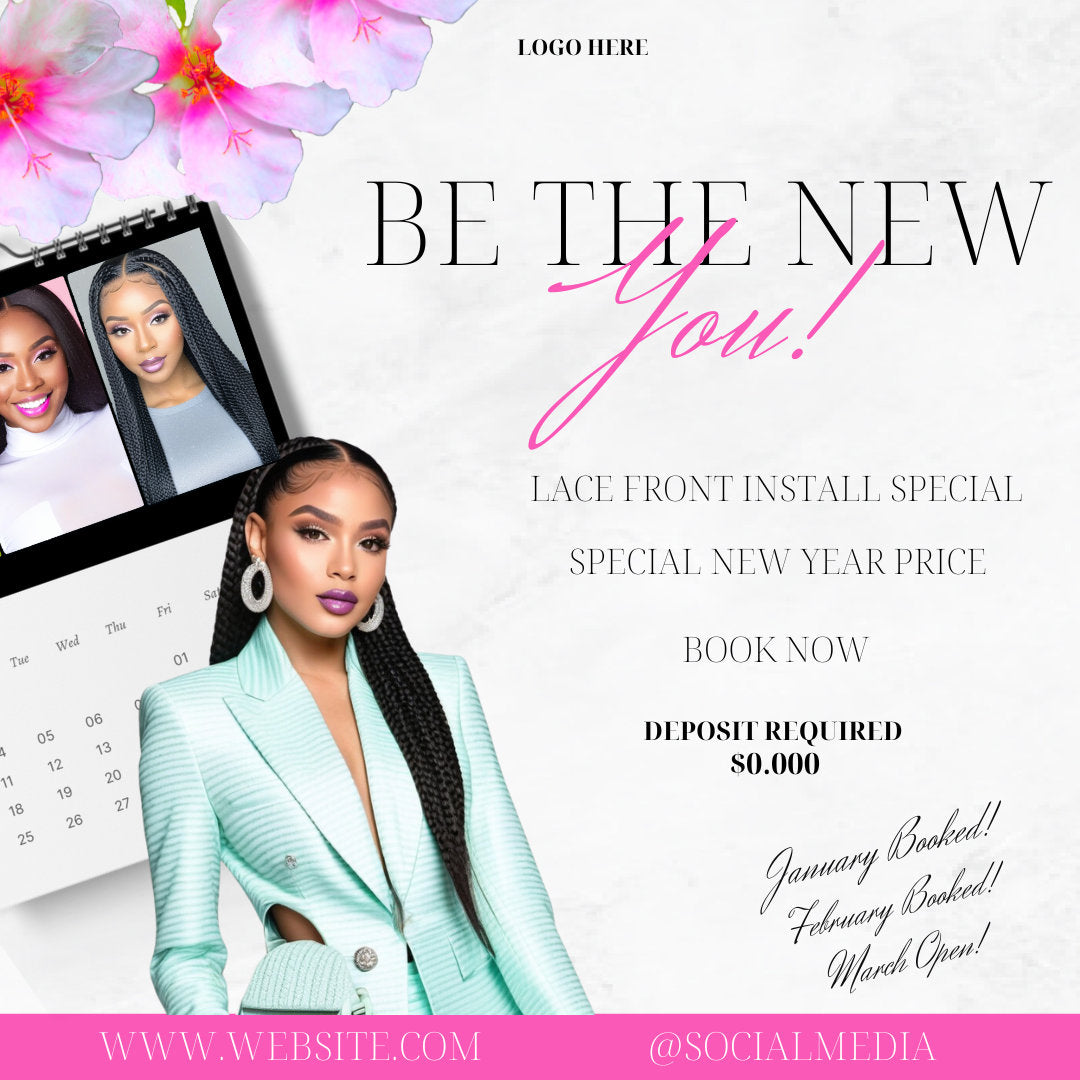 New You 2024 Flyer, Spring Booking, 2024 March Booking, New Digital Download, Client Flyer, Business Flyer, Template, Edit in Canva.
