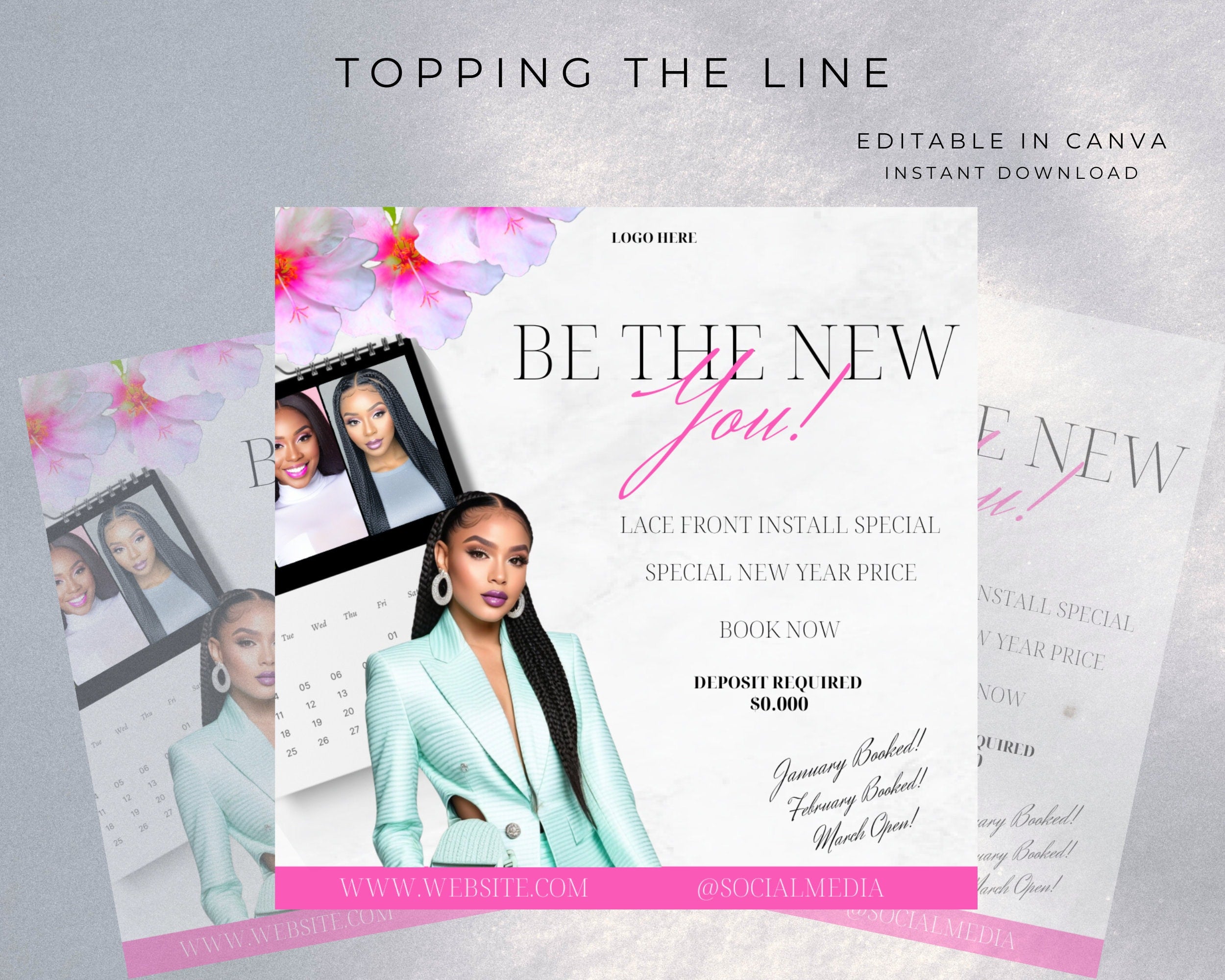 New You 2024 Flyer, Spring Booking, 2024 March Booking, New Digital Download, Client Flyer, Business Flyer, Template, Edit in Canva.