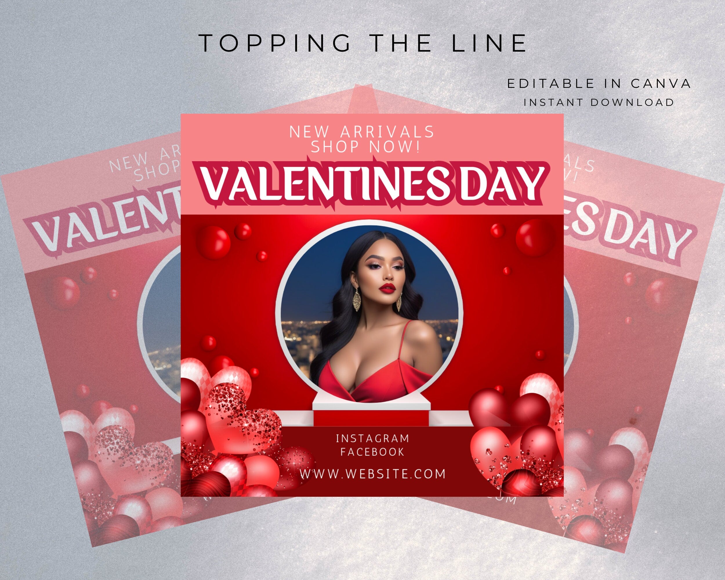 Valentine Flyer Template, Shop Now, Book Now, You Edit in Canva, Stock Model image, Flyer, DIY,  Digital Download