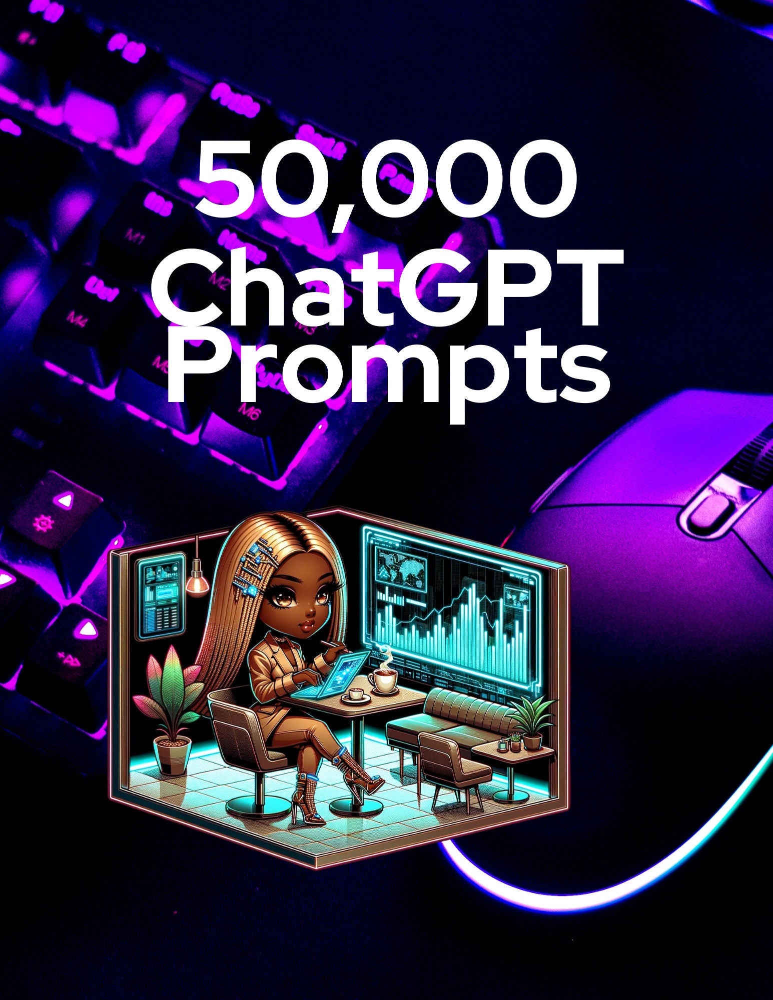 50,000 PLR Chat GPT Prompts Save time! Get to the Money- Bonus Master Class, Prompt Journal, Guide, Video, Audio and Editable Transcript.
