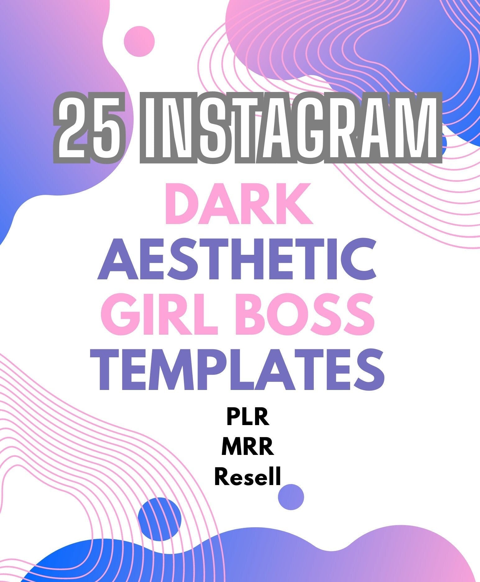 25 Dark Aesthetic Instagram Posts, Girl Boss Instagram Post, Social Media Bundle, DIY Templates, Instagram, Aesthetic, Dark Theme, canva