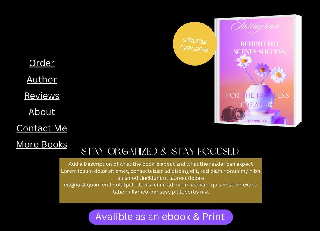 Canva Web/Landing Page Template - Edit in Canva for your E-Book, Journal, Planner. 10-page template DFY. Perfect for Promoting your E-Book.