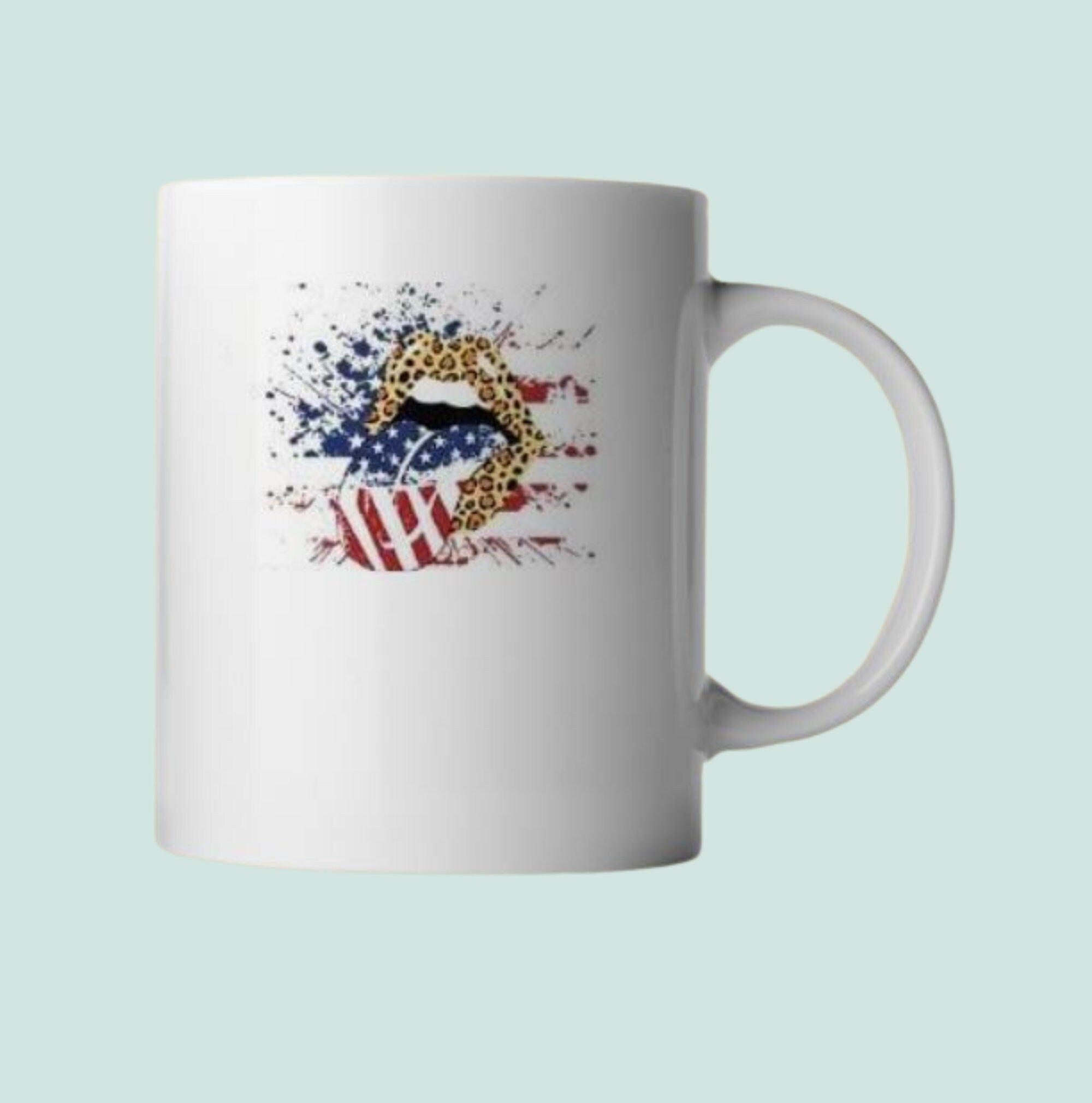 HTV Heat Transfer Vinyl - Labor Day Lips Flag Stars Stripes Leopard USA (10x6 in) + Bonus 3x2.5 in HTV